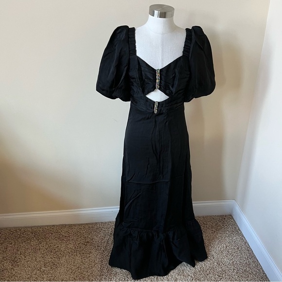 New! Sandro Falbala Embellished Cutout Black Midi Dress 17267 - Picture 3 of 16